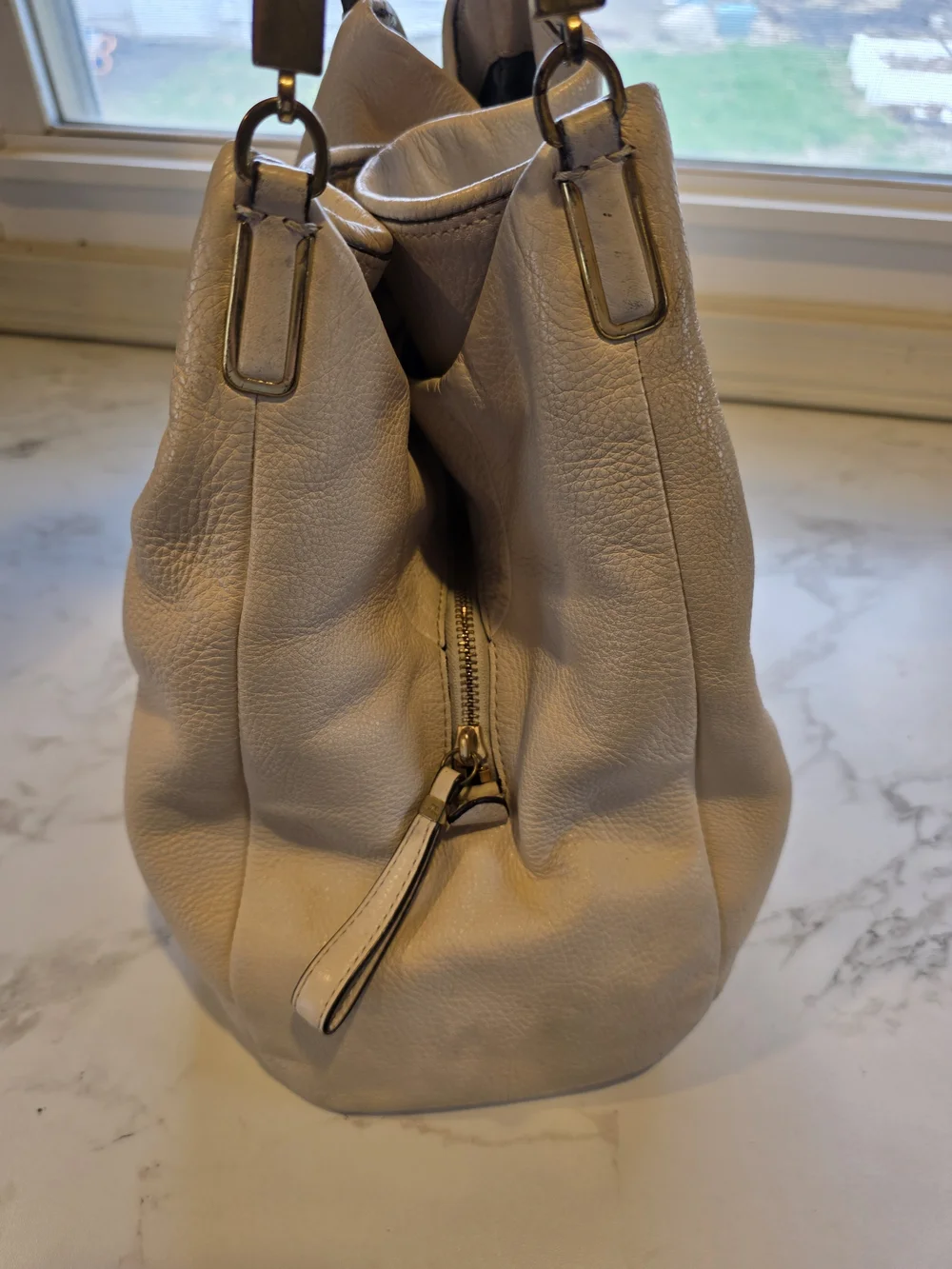 Vintage Coach cream pebbled leather hobo bag slouchy Y2K - Picture 5 of 14